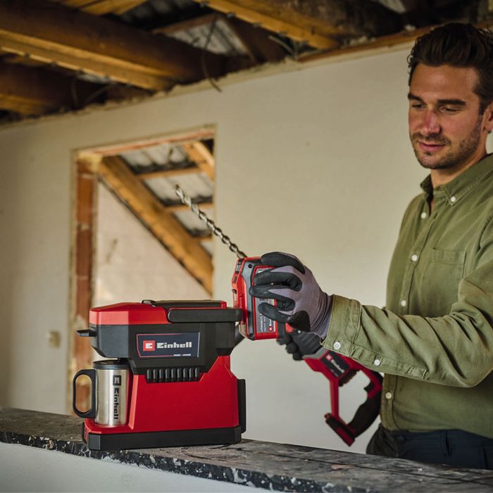 Machine à Café Sans Fil Einhell TE-CF 18 - Filtre Et Dosettes - 18V - Sans Batterie