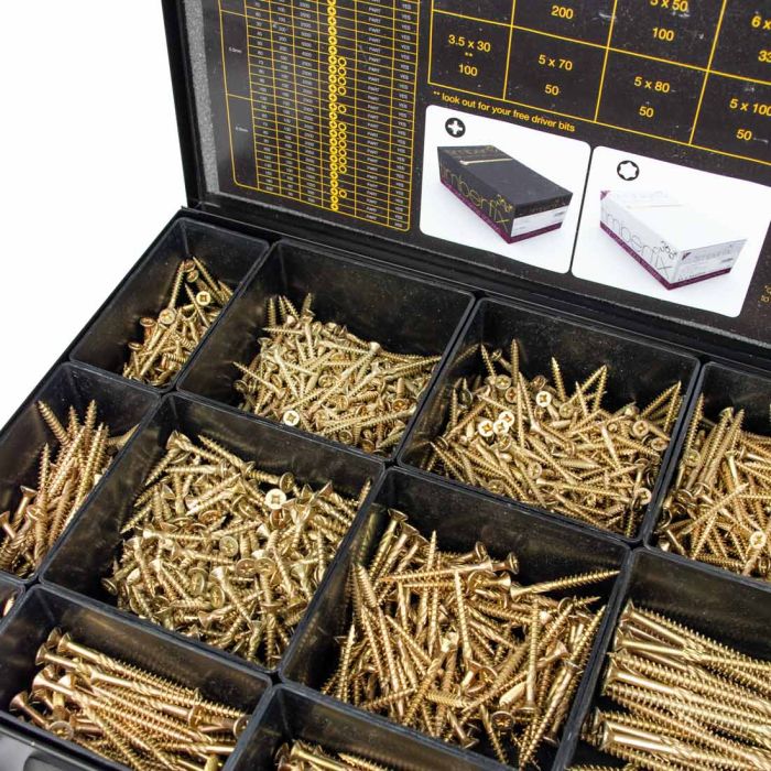 Vis à Bois Timberfix 360 Premium – Coupe-fil, Tête Fraisée Pozi, Dorées (4.5, 6 Mm)