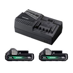 HiKOKI UC18YFSLJFZ 18v Starter Pack Inc 2x BSL1820M 2.0Ah Batteries & 1x UC18YFSL Charger