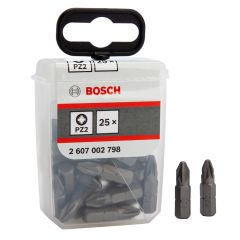 Bosch Extra Hard PZ2 25mm Screwdriver Bit Set x25 Pcs 2607002798