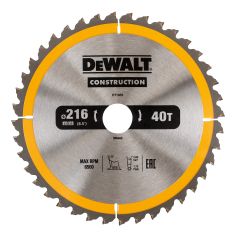 DeWalt DT1953-QZ Circular Saw Blade Construction 216mm x 30mm x 40 Teeth