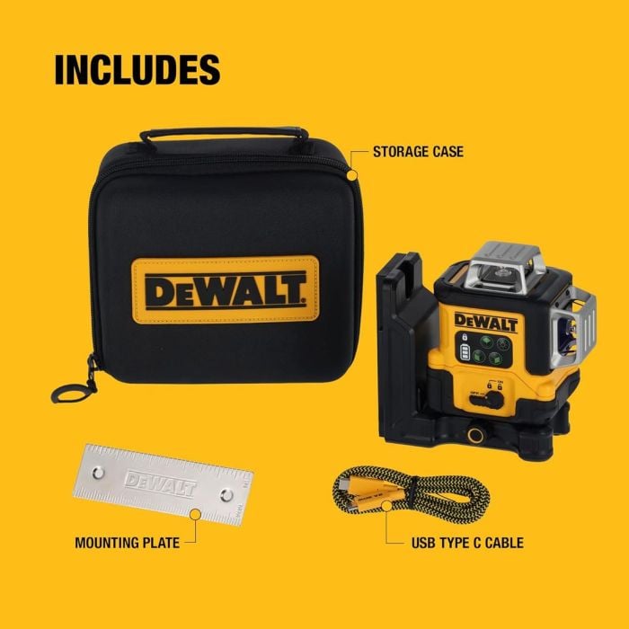 DeWalt DCLE14361GB-XJ Rechargeable USB-C 3x360 Green Beam Laser