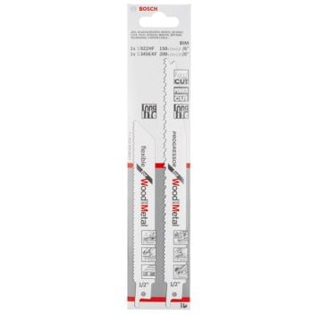 Bosch Sabre Saw Blade Twin Pack Flexible / Progressor for Wood & Metal 2608656433
