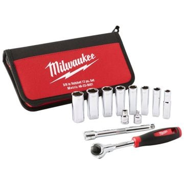 Milwaukee 48229001 3/8" Tradesman Ratchet Set x12 Pcs