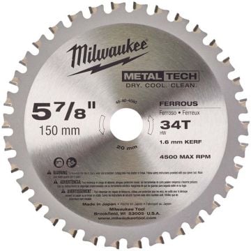 Milwaukee 150x20 34T Metal Cutting Blade 48404080