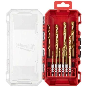 Milwaukee SHOCKWAVE 4932493865 Red Hex HSS TiN Metal Drill Bit Set x10 Pcs
