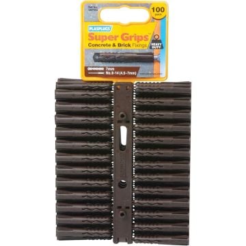 Plasplugs SBP 503 Solid Wall Super Grips Fixings Brown x100 Pcs