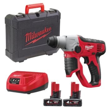 Milwaukee M12 H-402C Cordless Sub Compact SDS-Plus Hammer Drill Inc. 2x 4.0Ah Batts