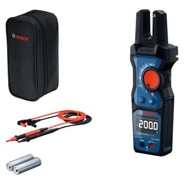 Bosch Professional GFM 1000-15 Fork Meter Inc MH 1 Magnetic Hanger, MS 90 Test Leads & 2x AA Batts