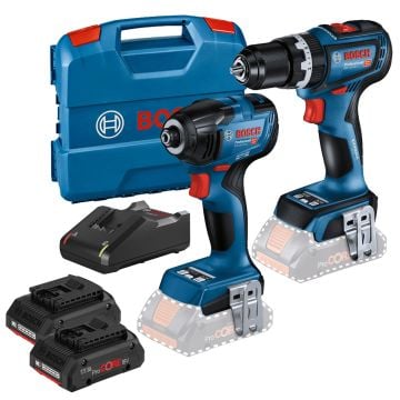 Bosch Professional GSB 18V-90 C Combi Drill & GDR 18V-210 C Impact Driver Twin Kit Inc 2x 4.0Ah Batts