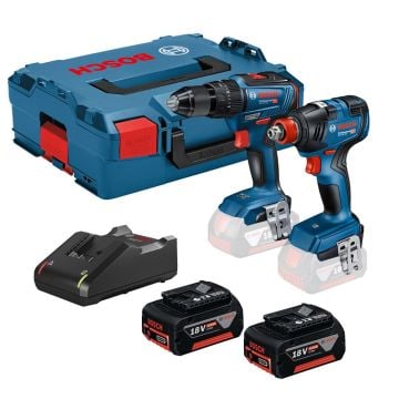 Bosch Professional GSB 18V-55 Combi & GDX 18 V-200 Impact Driver/Wrench Twin Kit Inc 2x 4.0Ah Batts