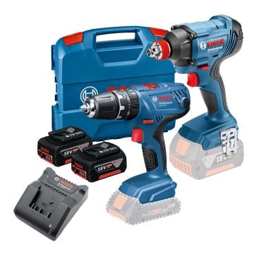 Bosch Professional GSB 18V-21 Combi Drill & GDX 18V-180 Impact Driver / Wrench Twin Kit Inc 2x 4.0Ah Batts