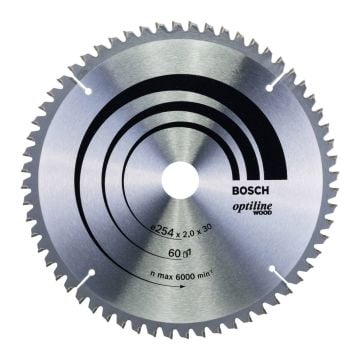 Bosch Optiline Circular Saw Blade For Wood 254 x 2 / 1.4 x 30 mm x 60T