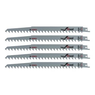 Bosch S1542K HCS Reciprocating Saw Blades for Wood x5 Pcs 2608650682