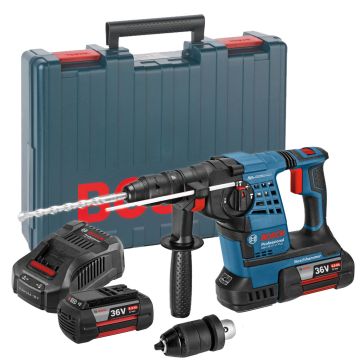 Bosch Professional GBH 36 VF-LI Plus 36v SDS+ Plus Rotary Hammer Drill Inc 2x 6.0Ah Batts & QCC