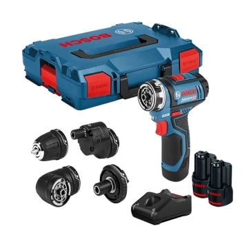 Bosch Professional GSR 12V-35 FC 10.8v / 12v Brushless FlexiClick Drill Driver Inc 4x Chucks & 2x 3.0Ah Batts