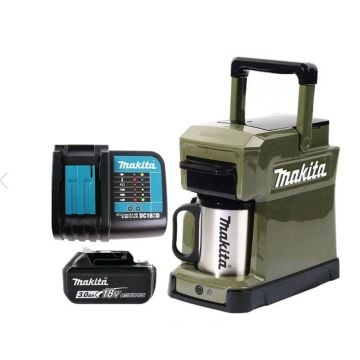 Makita DCM501SFO 10.8v CXT / 18v LXT Cordless Coffee Maker Olive Green Inc. 1x 3.0Ah Battery