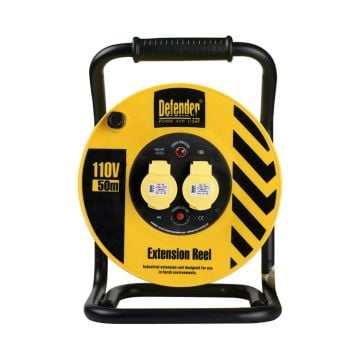 Defender E86500 1.5mm 50m Heavy Duty 2-Way Cable Reel 110v