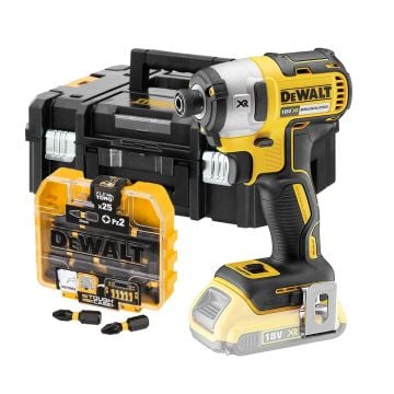 DeWalt DCF887N 18v XR Brushless Impact Driver Body Only In TSTAK II Carry Case Inc DT70556T-QZ Bits x25 Pcs