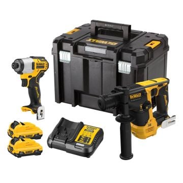 DeWalt DCK2104L2T-GB 12v XR Brushless Impact Driver & SDS+ Plus Hammer Drill Twin Pack Inc 2x 3.0Ah Batts