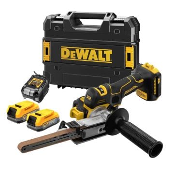 DeWalt DCM200E2T-GB 18v XR Brushless 13mm Belt File Sander Inc 2x Powerstack Batts
