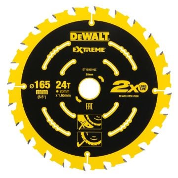 DeWalt DT10300-QZ Extreme 2nd Fix Circular Saw Blade 165mm x 20mm x 24 Teeth