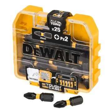 DeWalt DT70556T-QZ Extreme Impact Torsion PZ2 x 25mm Screwdriver Bits In TOUGHCASE Tic Tac Case x25 Pcs