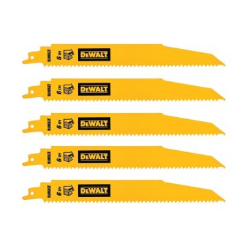 DeWalt DT90381-QZ BIM Reciprocating Wood Demolition Saw Blades 228mm 6TPI x5 Pcs