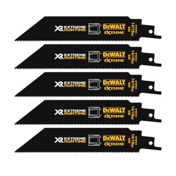 DeWalt DT99553-QZ XR Xtreme Runtime 152mm 14/18 TPI BiM Reciprocating Saw Blades x5 Pcs