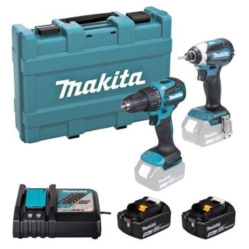 Makita DLX2537ST 18V LXT Twin Kit Brushless DHP490 Combi Drill & DTD153 Impact Driver Inc. 2x 5.0Ah Batteries