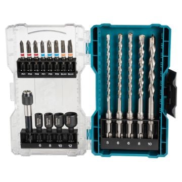Makita E-07026 Drill & Screw Bits In Clear Case With Magnetic Bit Holder x18 Pcs