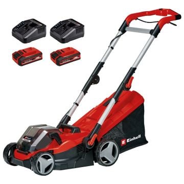 Einhell RASARRO 36/34 Twin 18v Power X-Change Brushless 34cm Lawnmower Inc 2x 3.0Ah Batts & 2x Charger