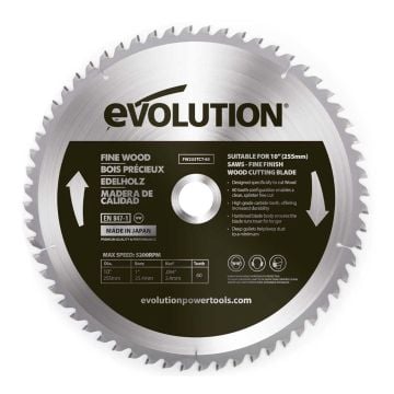 Evolution FW255TCT-60 255mm Fine Cut 60T Wood Blade For Table & Mitre Saws