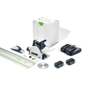 Festool 577392 Twin 18v Cordless Plunge Saw TSC 55 KEBI-Plus XL-FS Inc 2x 5.0Ah Batts