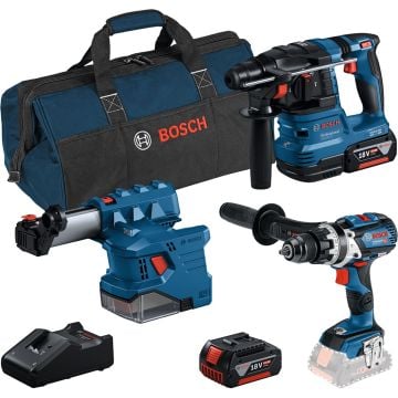 Bosch 0615A5008A 18V Combi Drill & Rotary Hammer Kit Inc. 2x 4.0Ah Batteries
