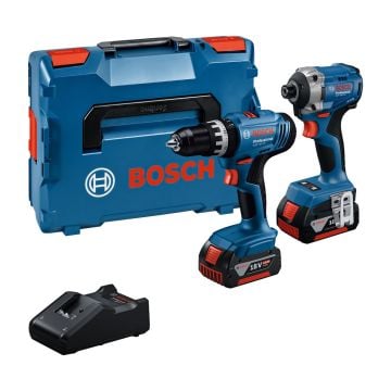 Bosch Professional GSB 18V-25 Combi Drill & GDR 18V-215 Impact Driver Twin Kit Inc 2x 4.0Ah Batts 0615A5008D