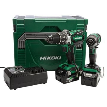 HiKOKI KC18DPL/JA 18v MULTI VOLT Brushless Twin Kit Combi Drill & Impact Driver 2x 2.5Ah/5.0Ah Batts