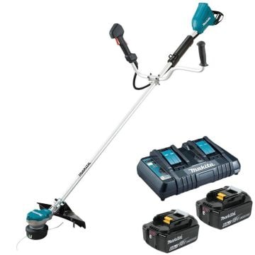 Makita DUR368APG2 Twin 18v LXT Cordless Brushless Brush Cutter Inc 2x 6.0Ah Batts