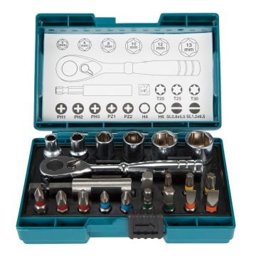 Makita B-54081 Screw Bit & Ratchet Set x21 Pcs