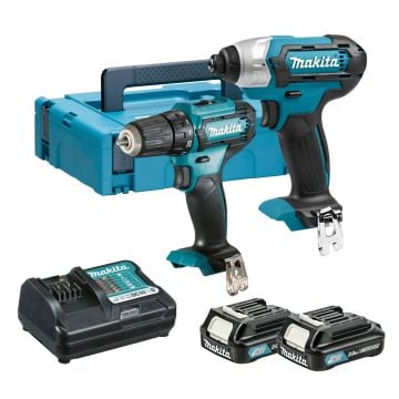 Makita CLX224AJ 10.8v / 12v MAX CXT Slide Drill Driver/Impact Driver Twin Kit Inc 2x 2.0Ah Batts