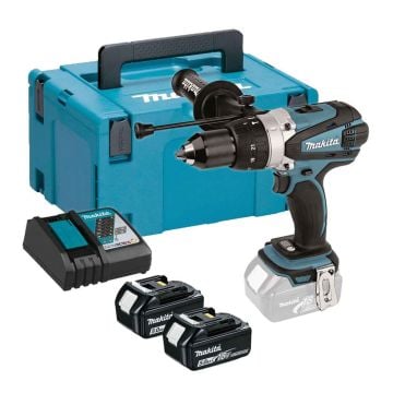 Makita DHP458RTJ 18v LXT Combi Drill Inc 2x 5.0Ah Batts In Makpac Carry Case