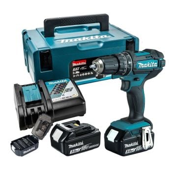 Makita DHP482JX14 18v LXT Cordless Combi Drill Inc 2x 5.0Ah Batts & B-68323 Bit Set