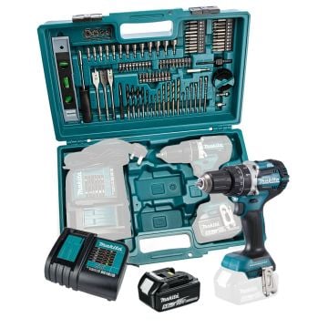 Makita DHP484STX5 18v LXT Brushless Combi Drill Inc 1x 5.0Ah Batt & 101 Pc Accessory Case