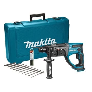 Makita DHR202ZKX6 18v LXT SDS+ Plus Rotary Hammer 20mm Body Only In Carry Case Inc 1x 10 Piece SDS+ Bit Set