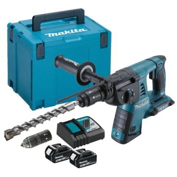 Makita DHR264RTJ Twin 18v LXT Cordless SDS+ Rotary Hammer With QCC Inc 2x 5.0Ah Batts