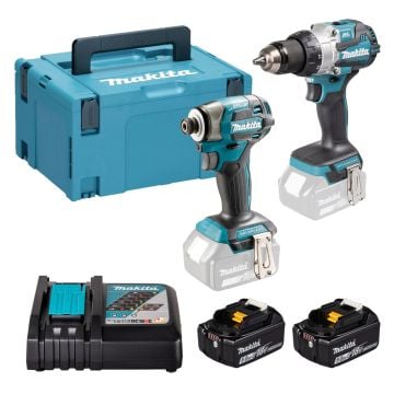Makita DLX2528TJ 18v LXT 2 Piece Combo Kit DHP489 Combi Drill/DTD173 Impact Driver Inc 2x 5.0Ah Batts