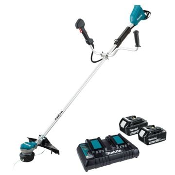 Makita DUR368APT2 Twin 18v LXT Cordless Brushless Brush Cutter Inc 2x 5.0Ah Batts