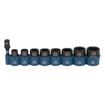 Makita E-16639 Impact Black 3/8" Drive CR-MO Socket Set With 1/4" Hex Converter x9 Pcs