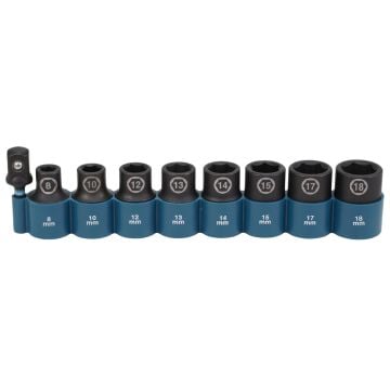 Makita E-16645 Impact Black 1/2" Square Drive Socket Set With 1/4" Hex Converter x9 Pcs
