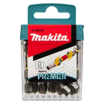 Makita E-26026 Impact Premier Torsion T15 x 50mm Bit Set x10 Pcs
